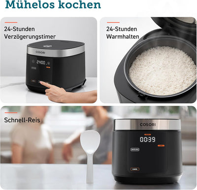 COSORI Reiskocher, Multikocher mit 17 Programme, Rice Cooker 1,8 L, Fuzzy-Logik, Dampfgarer mit Edes