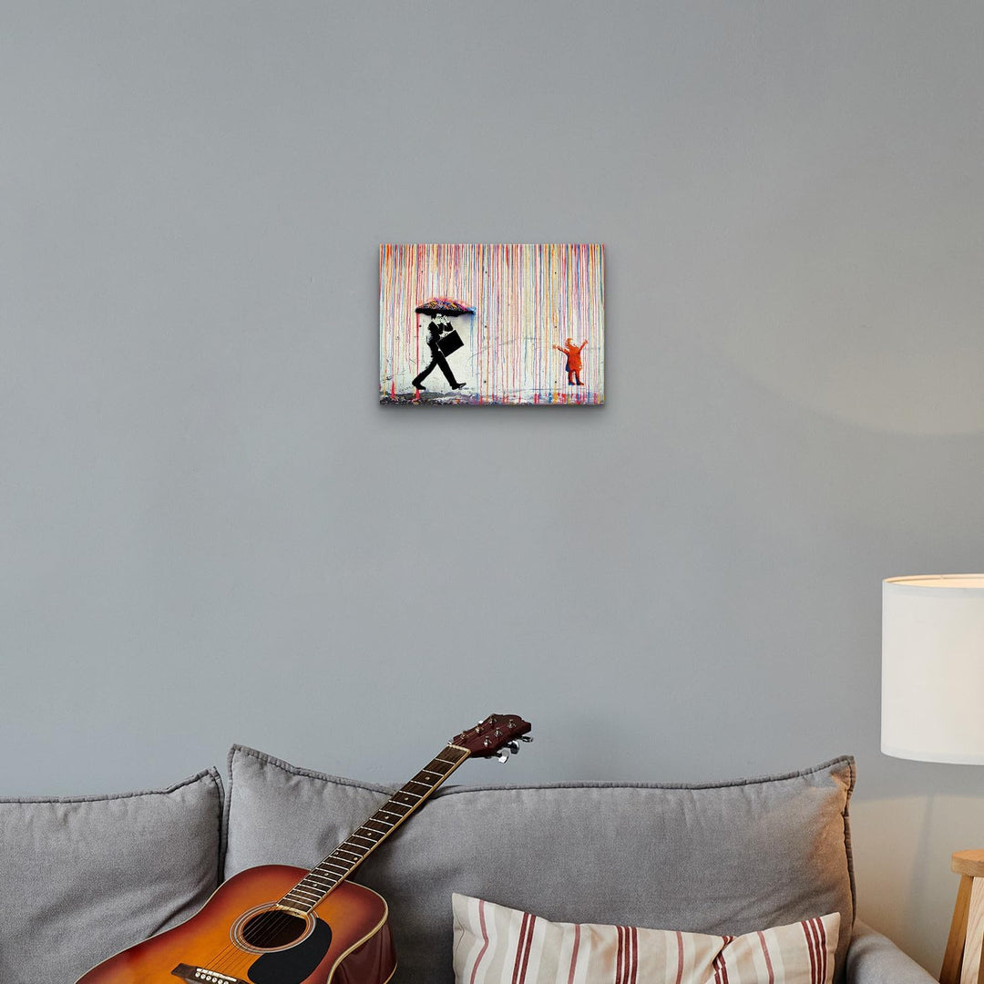 Giallobus - Gemälde - Banksy - Art Banksy - Standardleinwand - 50L x 35l cm - 01 - Regen der Farben