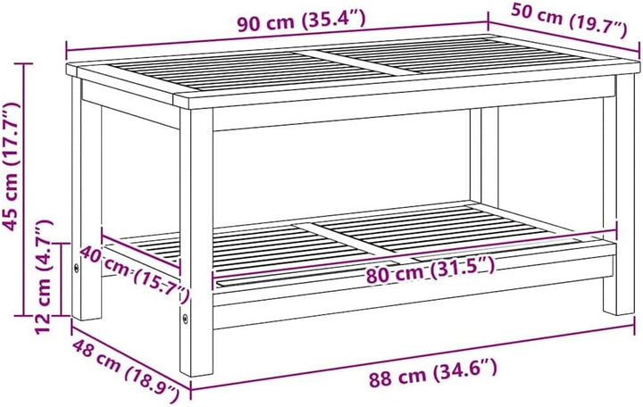 vidaXL Beistelltisch Braun 90 x 50 x 45 cm Massivholz Akazie, Stylische, rustikale Aufbewahrung für