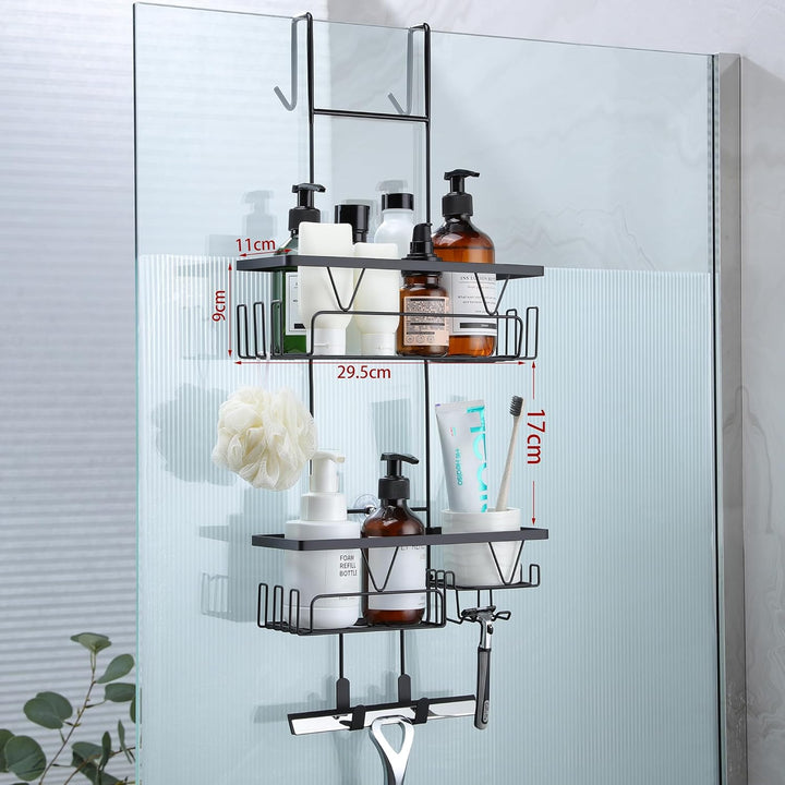 Kegii Duschregal ohne Bohren Duschablage zum Hängen Schwarz Badezimmer Organizer Shampoo Halterung D