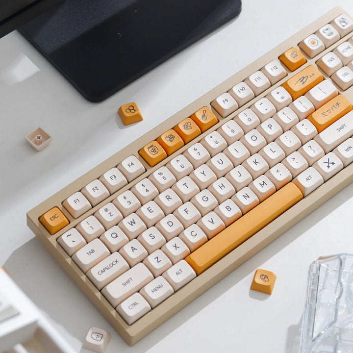 PBT Keycaps 137 Keys XDA Profile DYE-SUB Personalized White Yellow Honey Milk English Keycap Suitabl