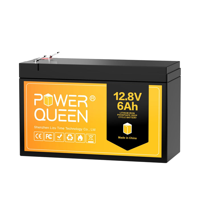 Power Queen 12Volt 6Ah LiFePO4 Batterie, Wiederaufladbare Lithium-Batterie mit 3000+ Deep Cycles, Ei