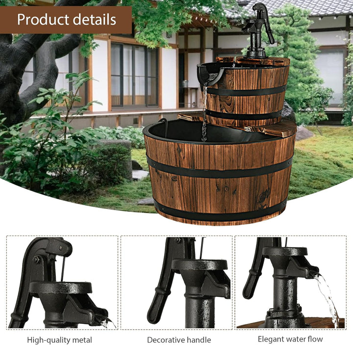 SOARS Gartenbrunnen 2-stufig, Springbrunnen mit Wasserpumpe & einstellbarem Wasserdurchfluss, Wasser