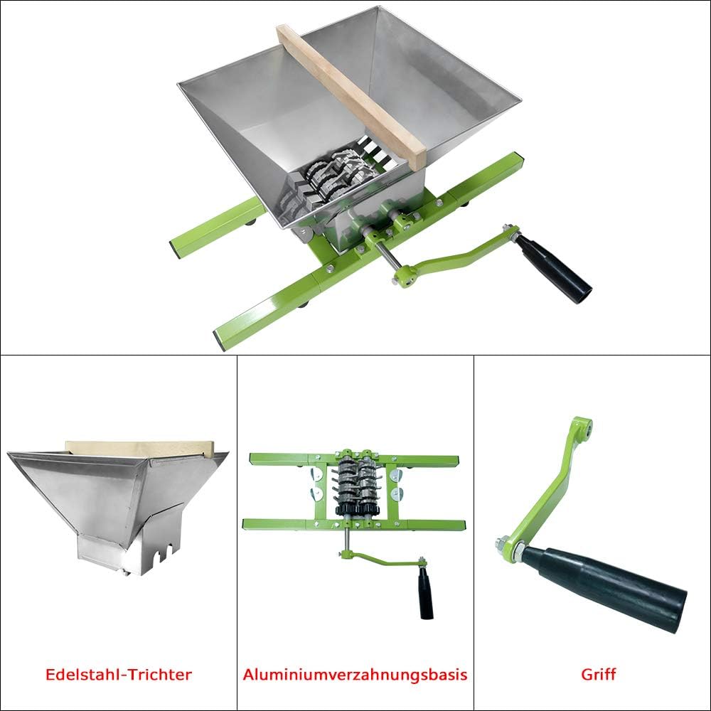 Aufun 7L Obstmühle Edelstahl Traubenmühle Maischemühle Obstpresse mit Handkurbel (Obstmühle, 7L), Ob