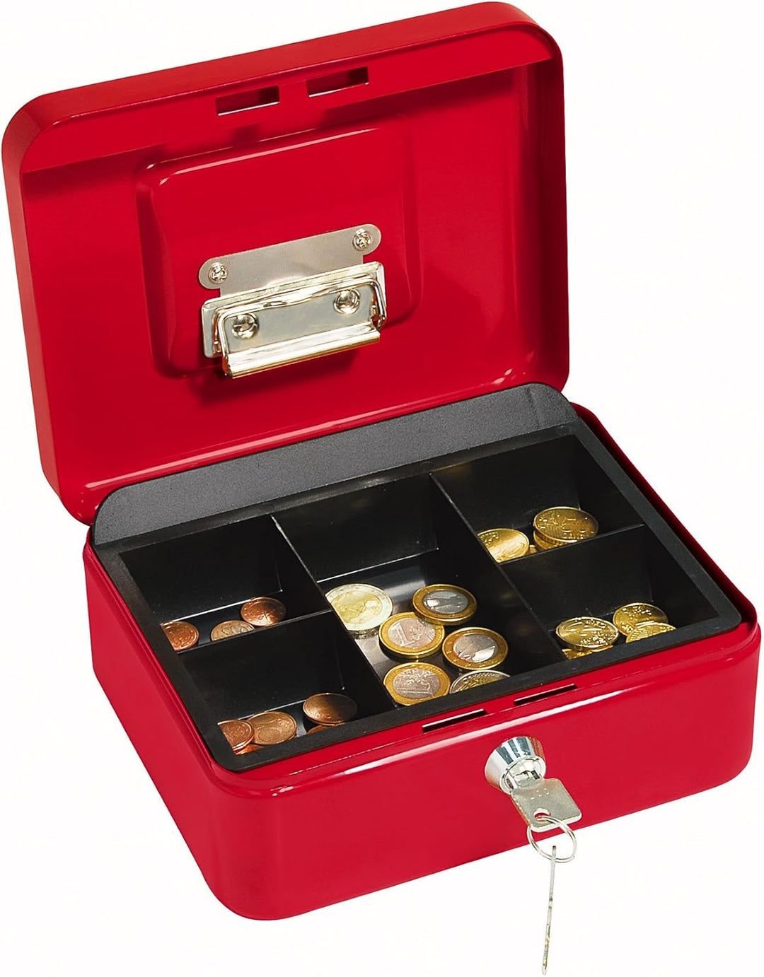 Wedo 145202H Geldkassette (aus pulverbeschichtetem Stahl, versenkbarer Griff, Geldnoten- und Belegek