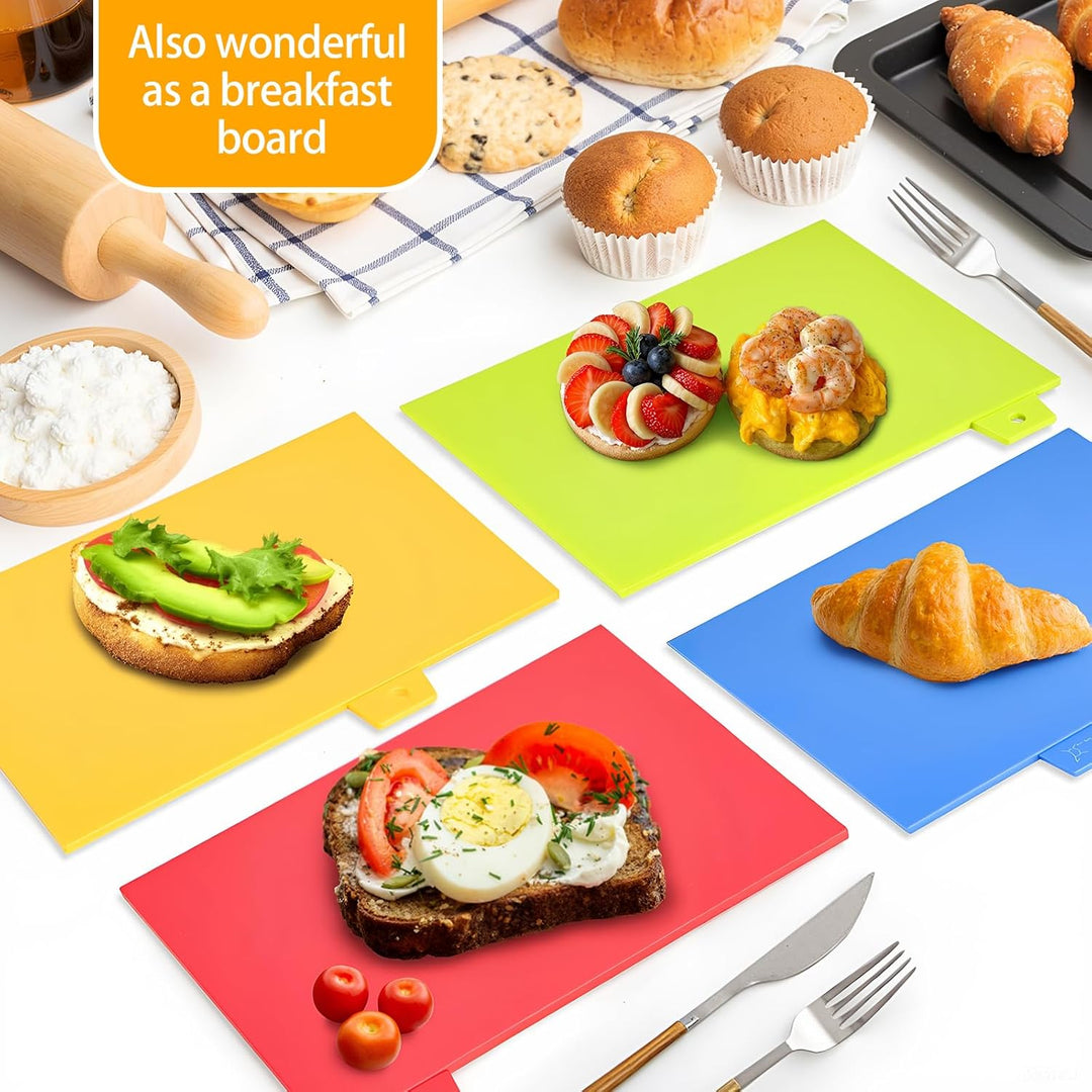 4 Stück Schneidebrett Kunststoff Set – Schneidebrett Set – Schneidebretter mit Ablageständer– Spülma