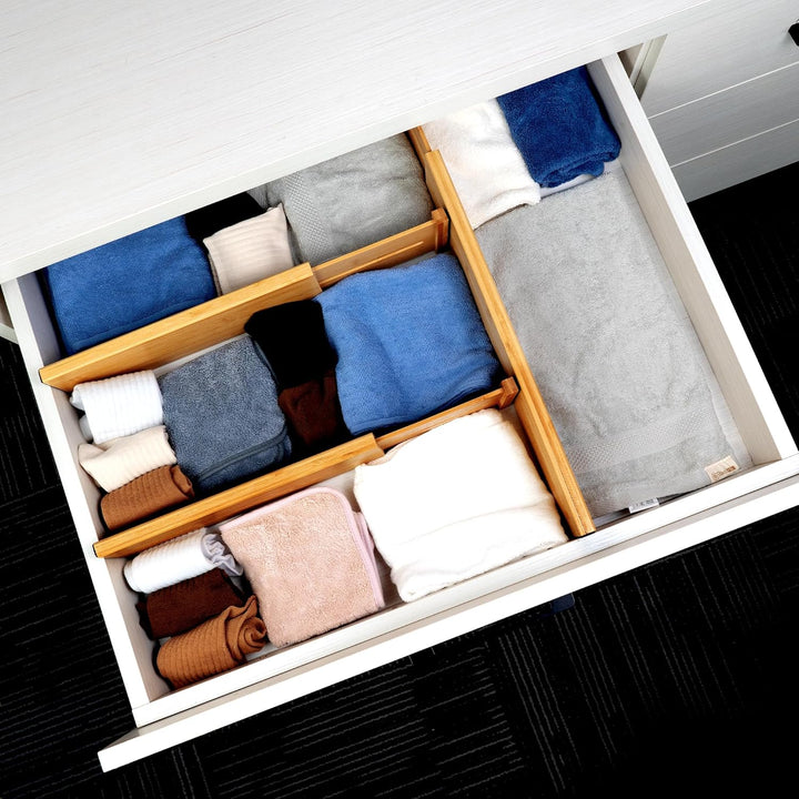 Utoplike Bamboo Dresser Drawer Dividers, 10,1 cm hoch einstellbare Schublade Organisatoren für Kleid