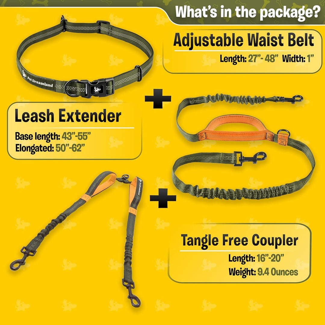 Pet Dreamland Double Leash Hands Free - Two Dogs Coupler Complete Set - No Tangle, No Pull Tandem Du