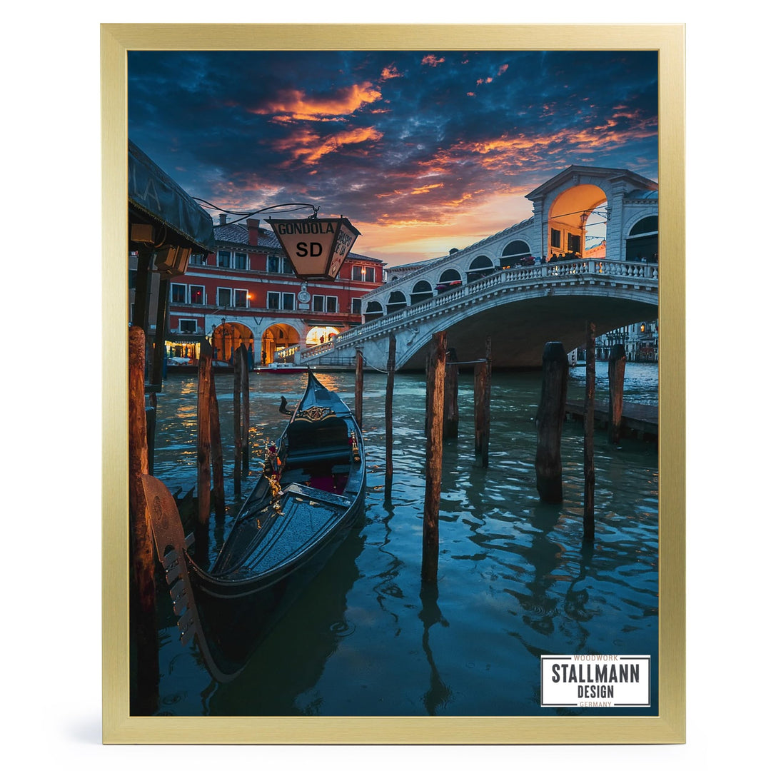Stallmann Design Bilderrahmen 75x98 cm gold Holz mit Acrylglas Rahmen-Breite 20mm Posterrahmen Wechs