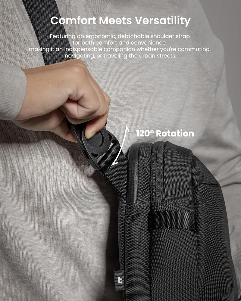 tomtoc Urban Sling Bag Umhängetasche für 9-11 Zoll Tablet/iPad Pro mit Zubehör, reichlich Stauraum,