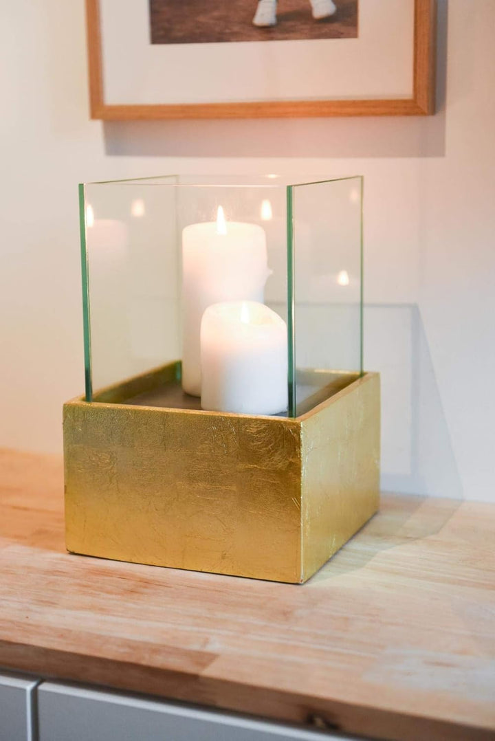 Deko-Windlicht Kerzenhalter viereckig CANDELITA - Gold Hochglanz 20x20x29 20x20x29 Gold Hochglanz, 2
