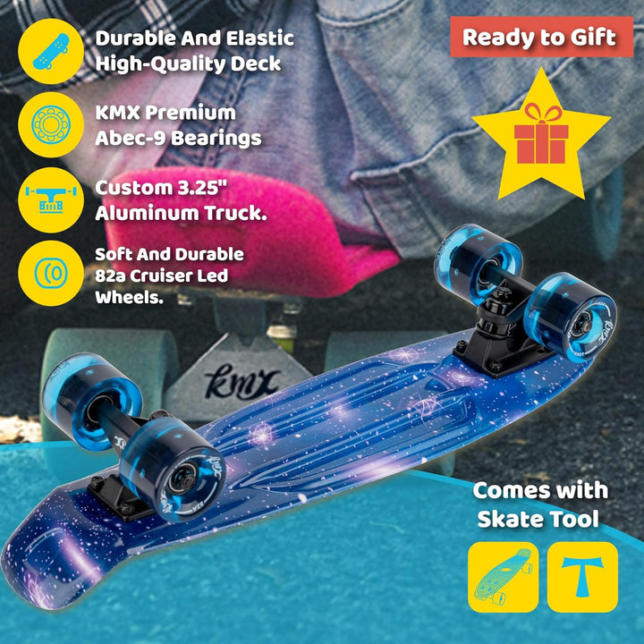 KMX Klassisches Mini Cruiser Skateboard für Kinder,Erwachsene | Tragbarer Compact für Jungen,Mädchen