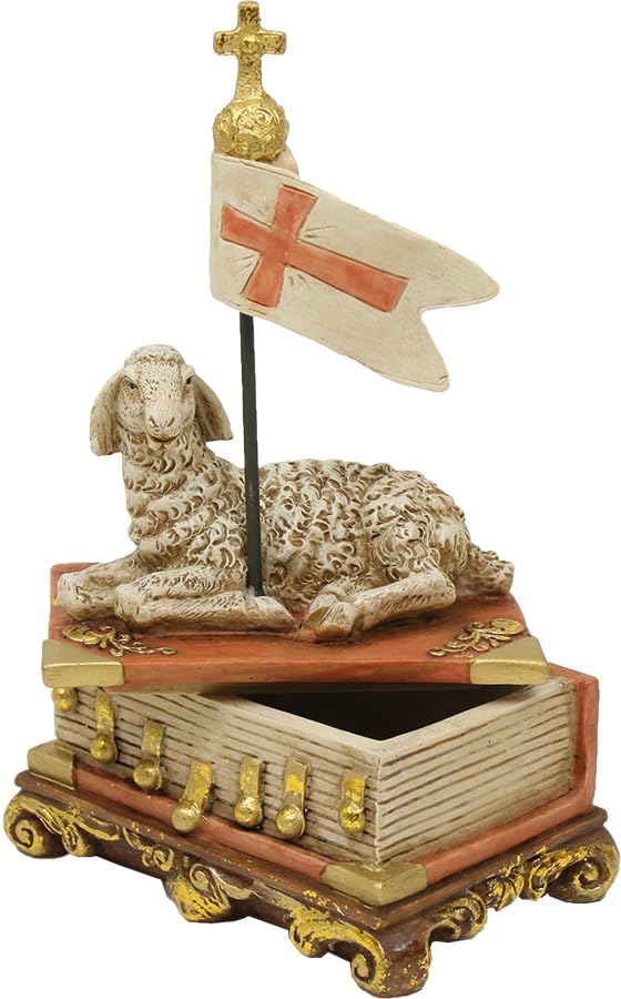 FADEDA 2X Schatulle mit Osterlamm/Höhe:18 cm/handbemalt/detailgetreue Krippen Figuren - Weihnachten