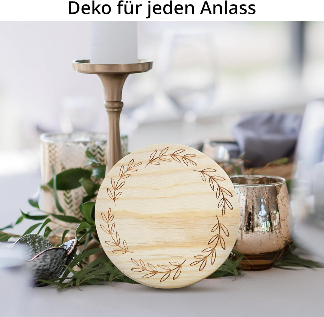 Winter Shore 100 mm Untersetzer Holz Unbehandelt [24er-Pack] - Blanko Natur-Holz Untersetzer Rund fü