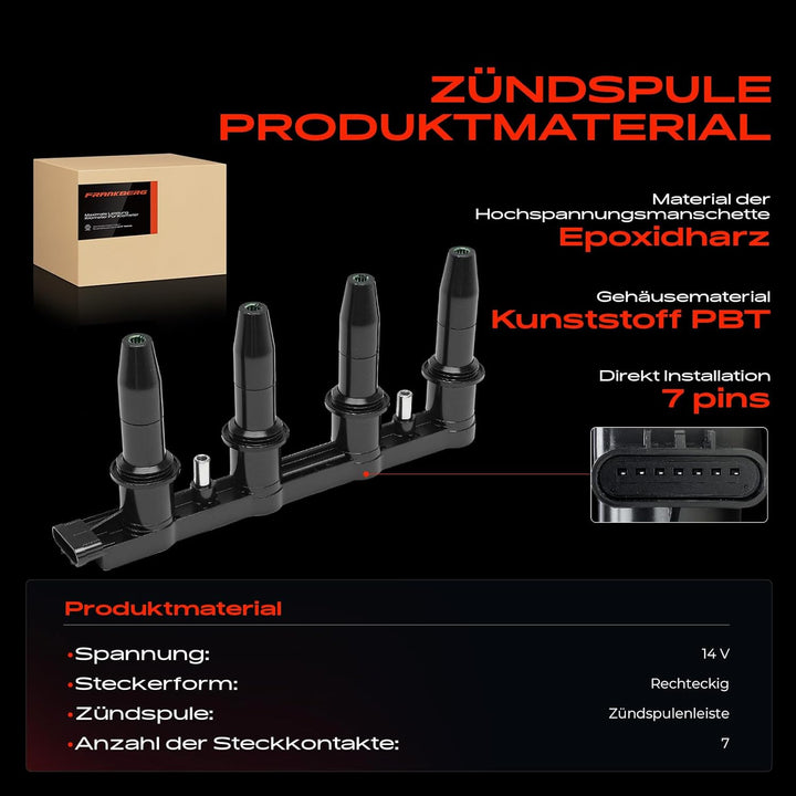 Frankberg Zündspule Zündkerze Kompatibel mit Aveo Astra Corsa Insignia A Zafira Tourer C 1.6L 1.8L B