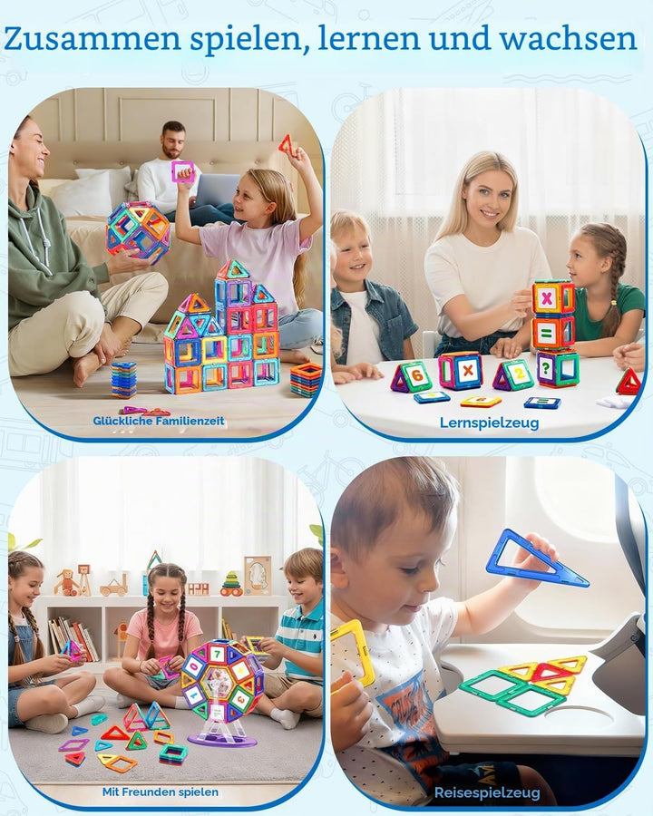 Theefun Magnetische Bausteine, 136 Teile Magnetbausteine Magnetspielzeug Magnet Spielzeug Magnetspie