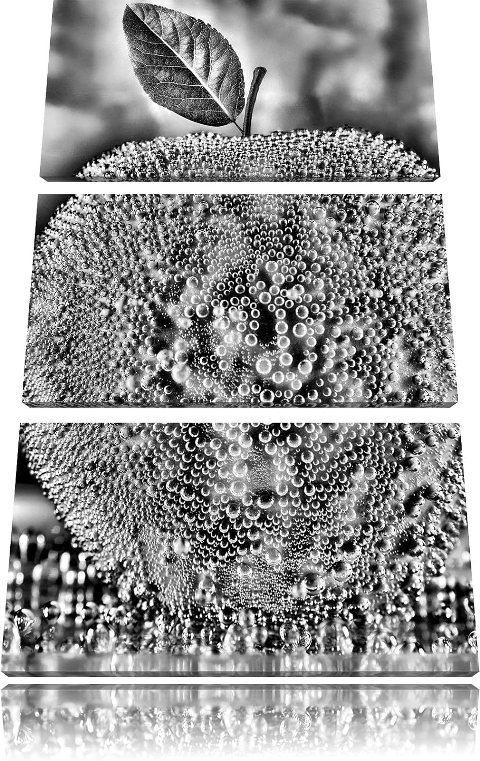 Pixxprint Monocrome, Apfel in Wasser grüner Apfel Obst Früchte 3-Teiler Leinwandbild 120x80 Bild auf