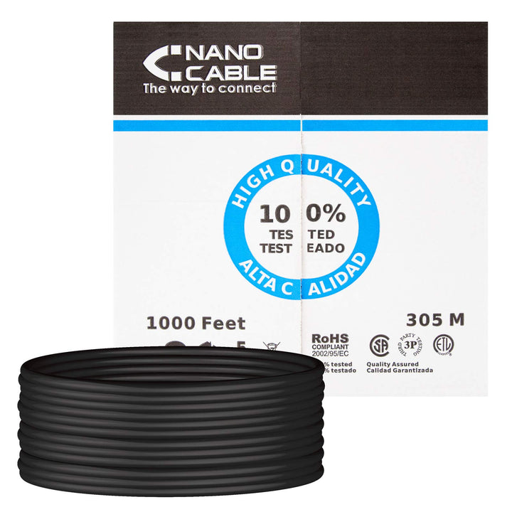 Nanocable 10.20.0304-EXT-BK - Ethernet Netzwerkkabel RJ45 CAT.5E UTP für den Aussenbereich, schwarz,