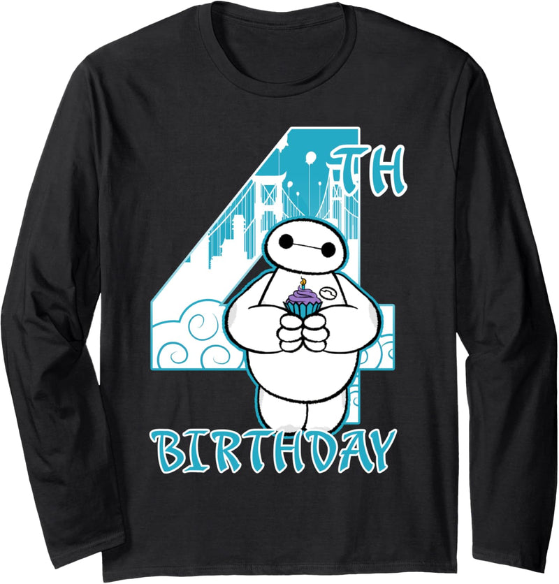 Disney Big Hero 6 Baymax 4th Birthday Cupcake Portrait Langarmshirt