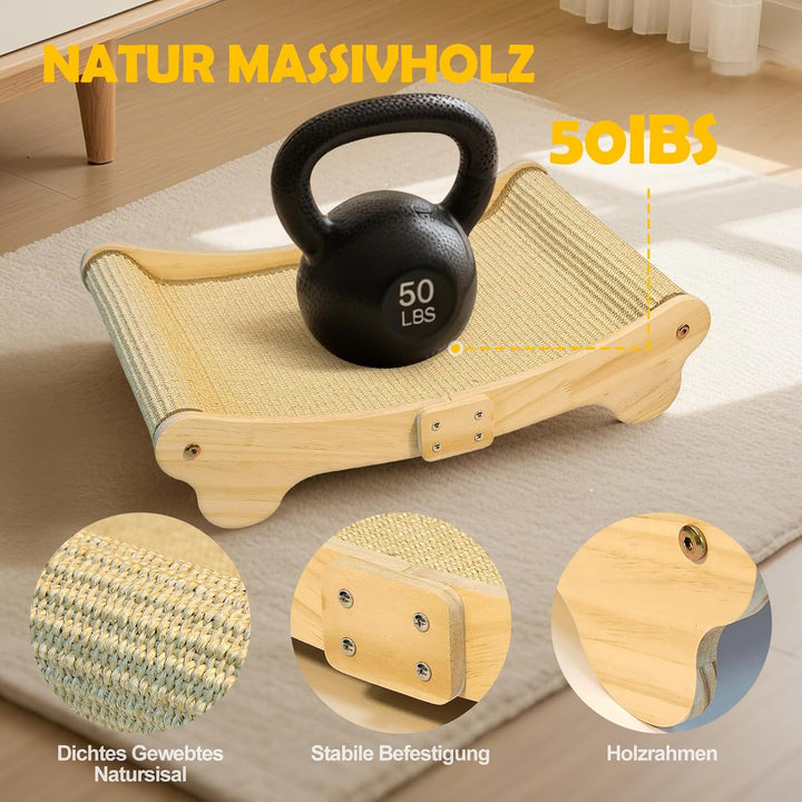 DONWEI Sisal Kratzbrett Katze, Kratzbretter Katze Holz, 160° Gebogenes Design, Kratzmatte aus Natürl
