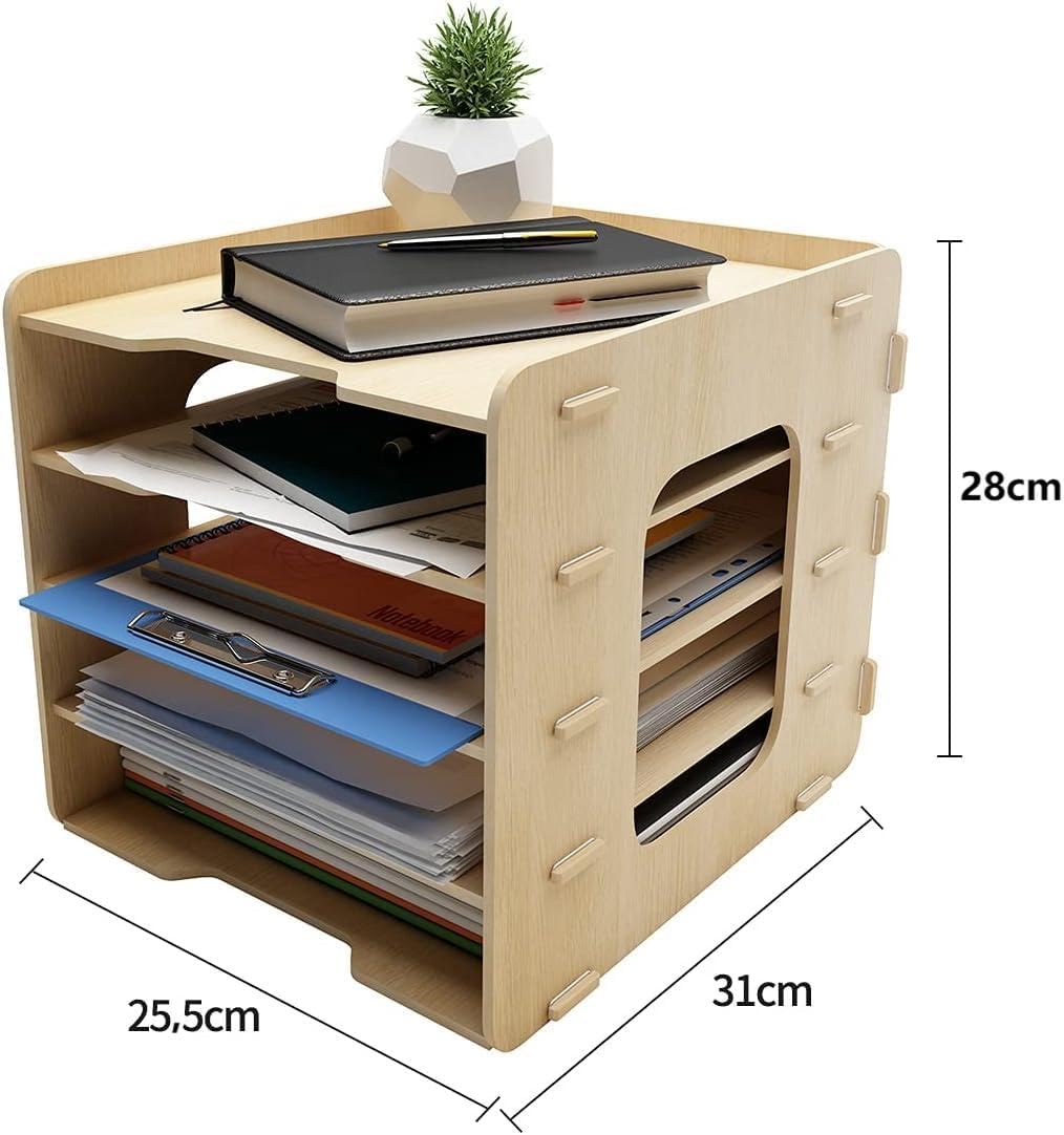 PUNCIA Dokumentenablage A4 Briefablage 5 Ablagefächer Holz Schreibtisch Datei Organizer Papierablage