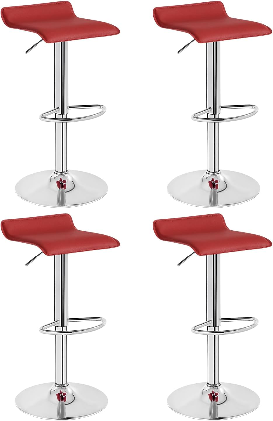 WOLTU 4er Set Barhocker Design Stuhl Drehstuhl Tresenstuhl，stufenlose Höhenverstellung, verchromter