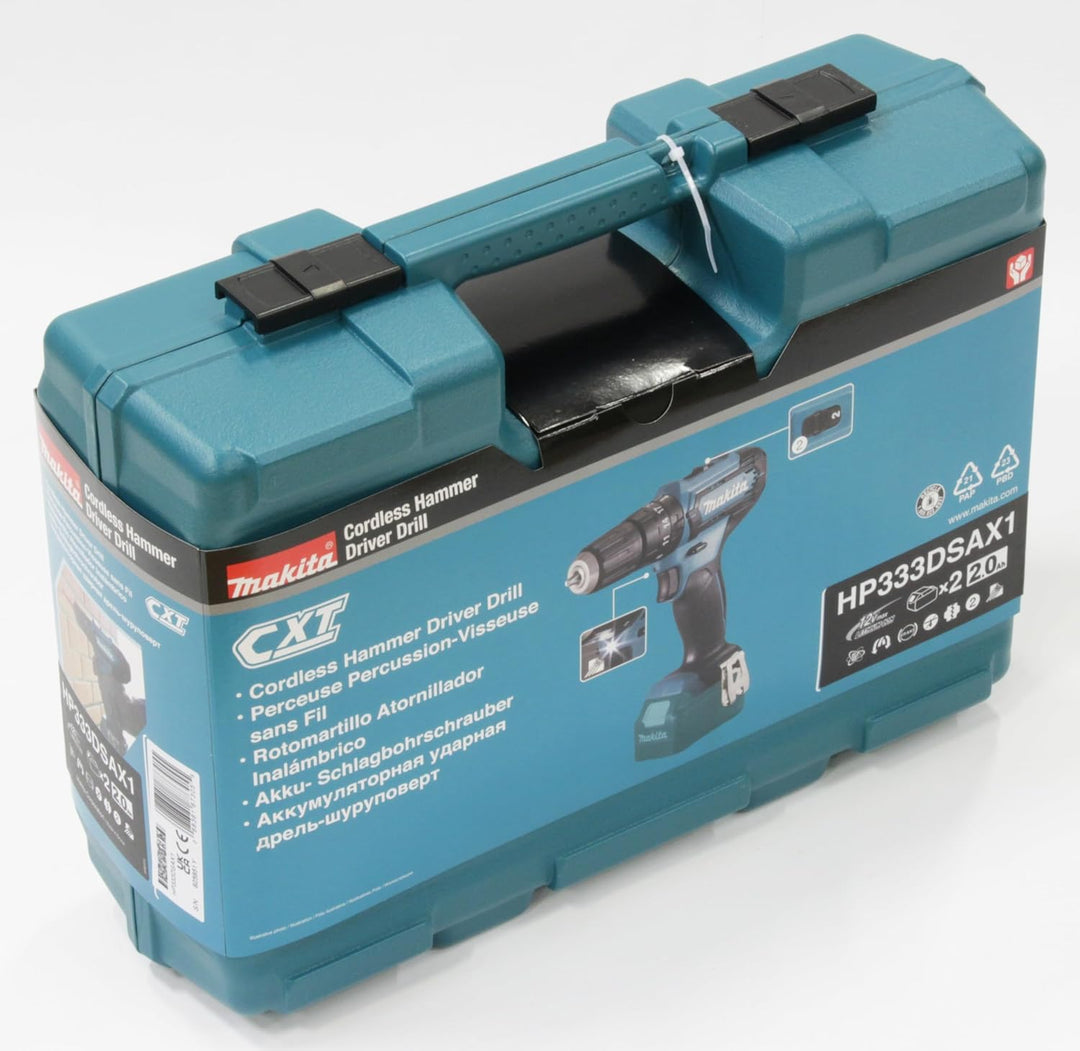 Makita HP333DSAX1 Akku-Schlagbohrschrauber 12V max. / 2,0 Ah, 2 Akkus + Ladegerät in Transportkoffer