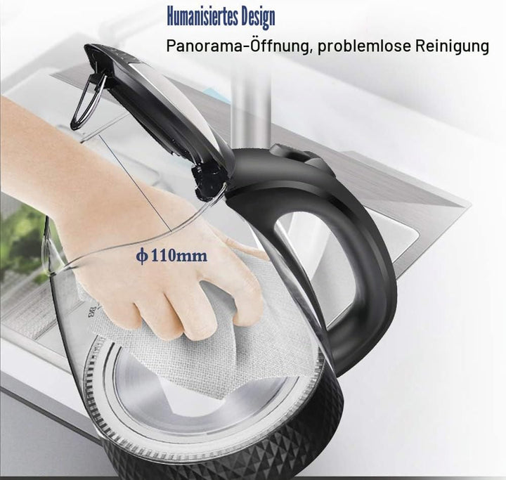 EXTRASTAR Elektrischer Wasserkocher aus Glas mit blauem LED-Licht, bpa, automatischer Abschaltung un