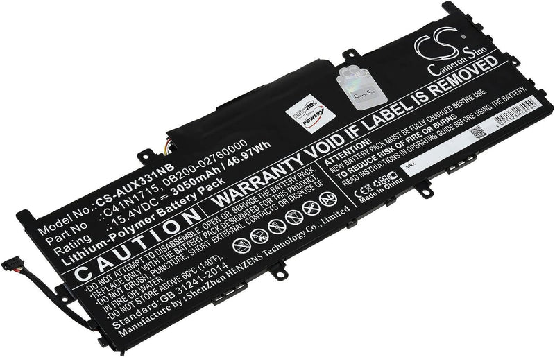 Akku kompatibel mit Asus Typ C41N1715, 15,4V, Li-Polymer