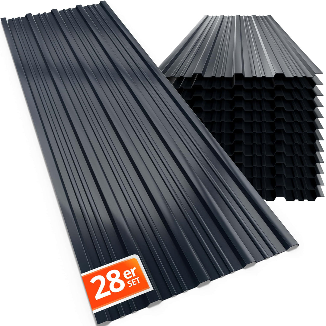 GARDEBRUK® 28x Trapezblech 110x46cm = 14m² Verzinkt Rostresistent Wetterfest Profilblech Dachblech W