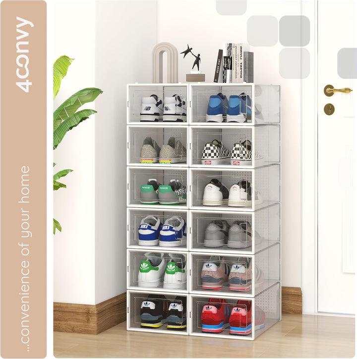Stapelbar Faltbare Schuhkisten - Robuste Schuhaufbewahrungsboxen - Schuhorganizer - Kunststoff trans