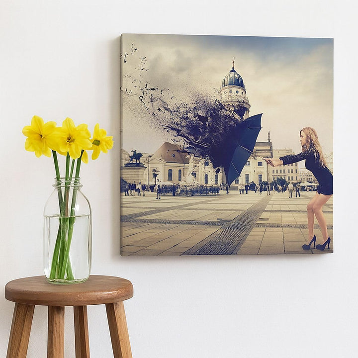 Bilder auf Leinwand Stadt landmarken quadrat regenschirm Leinwandbild 60x60cm Wandbilder Dekoration