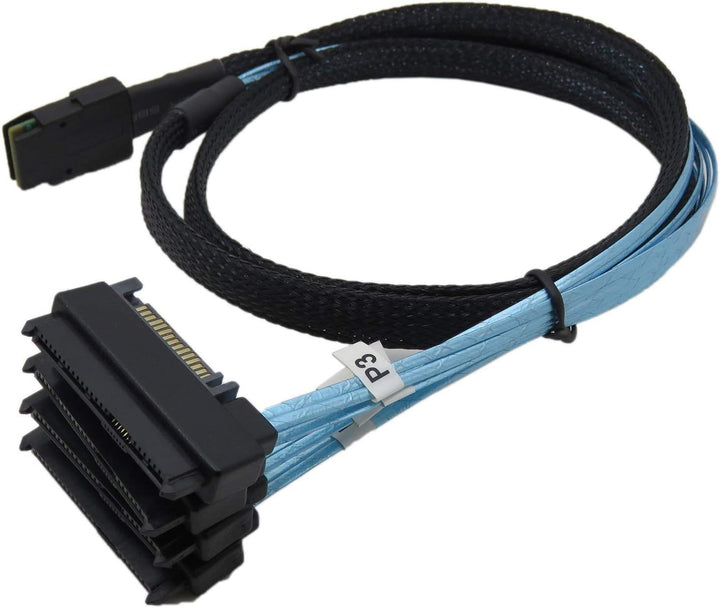 YIWENTEC Mini SAS 36 SFF-8087 to (4) SFF-8482 Connectors with SATA Power 0.5m, 0.5M