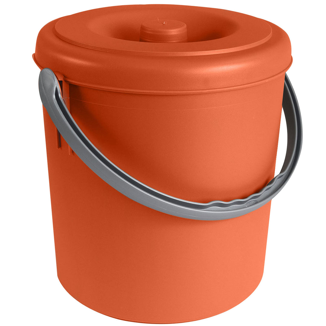 Mülleimer 10L verschliessbarem Deckel Henkel Orange 27cm Ø24cm Kunststoff Orange 10 Liter, Orange 10