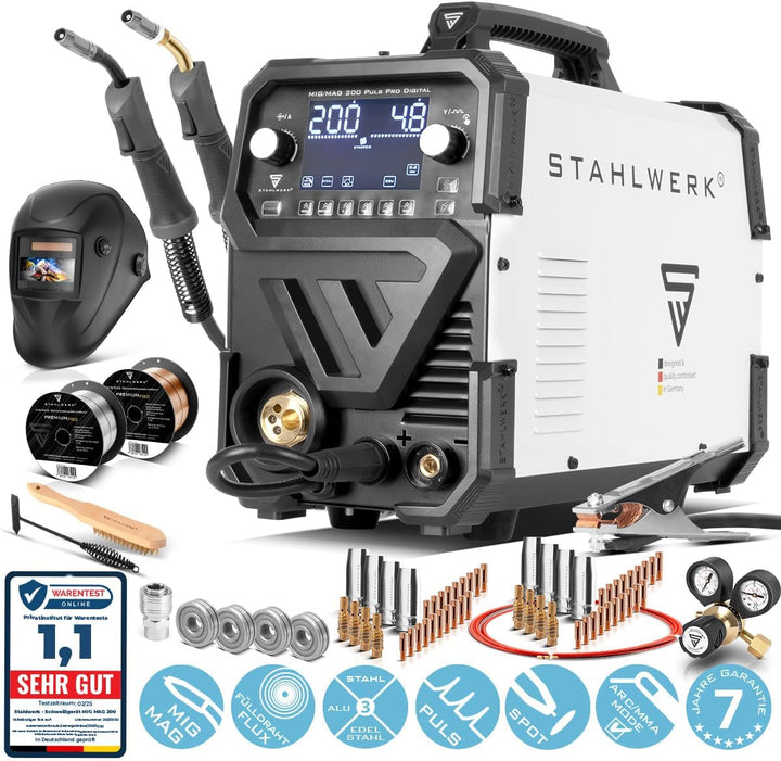 STAHLWERK MIG MAG 200 Spot Puls Pro Digital Vollausstattung Schutzgas-Schweissgerät | IGBT Inverter
