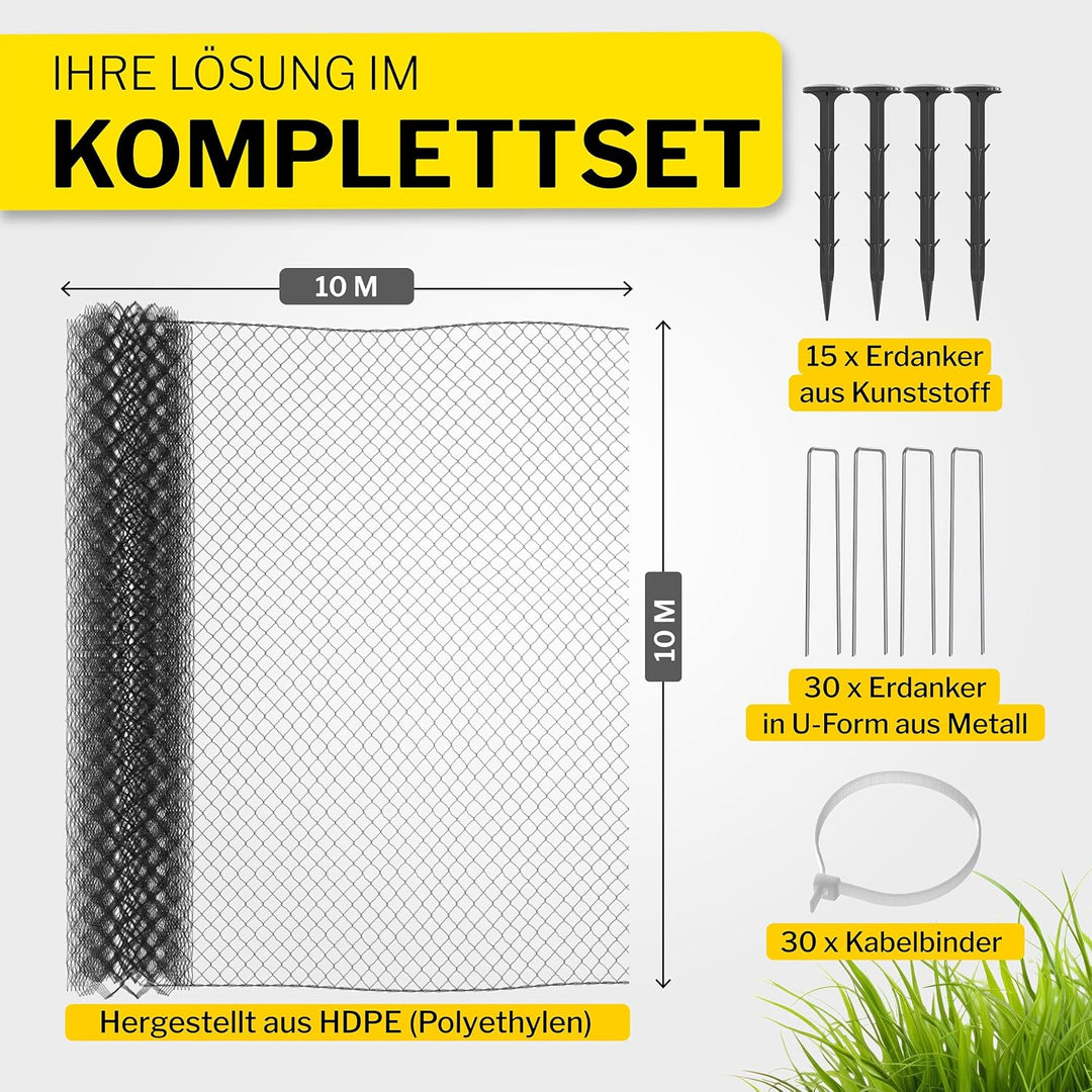 horizont Teichnetz feinmaschig 10x10 m - schwarz - 18x18 mm - reissfest & witterungsbeständig - Voge