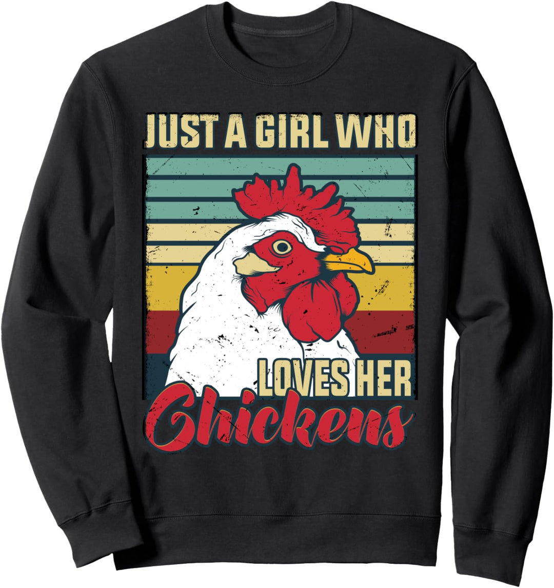 Just a Girl Who Loves Chickens Retro Vintage Huhn Sweatshirt