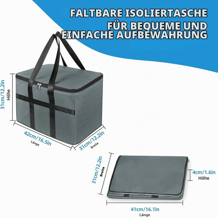 Grosse 38 Liter Kühltasche Faltbar, Thermotasche Einkaufstasche, kühltasche Einkauf, Hält 20kg, Perf