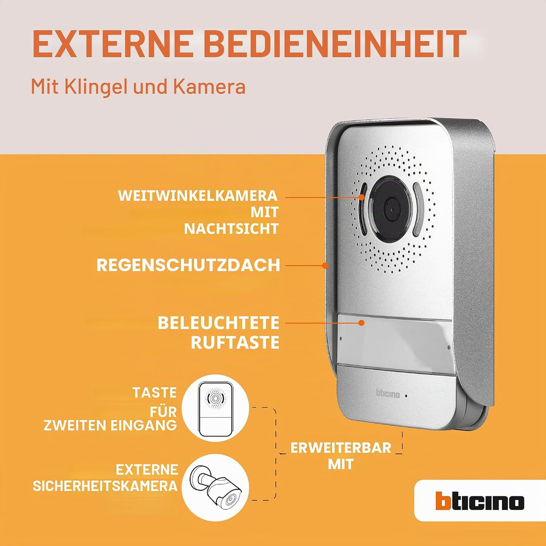 Bticino 318913 Easykit Plus Video-Türsprechanlage für 1-Familienhaus, Plug-In mit 2 Drähten, 1 exter