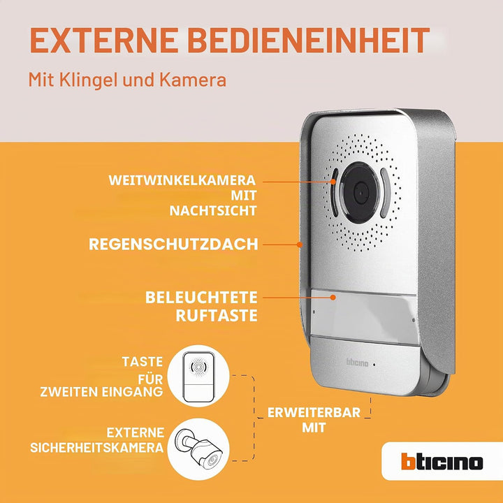Bticino 318913 Easykit Plus Video-Türsprechanlage für 1-Familienhaus, Plug-In mit 2 Drähten, 1 exter