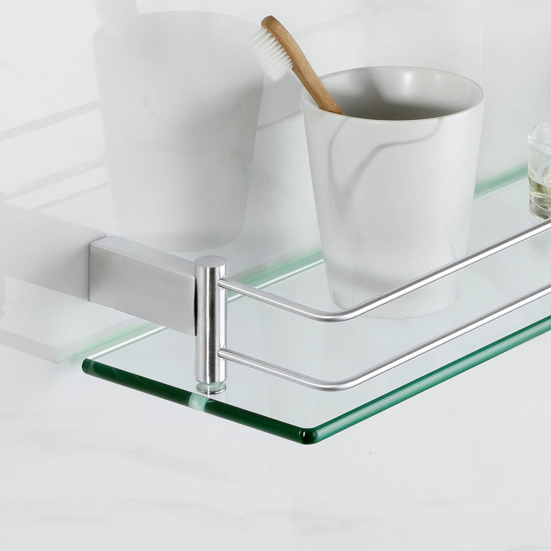 SAYAYO Duschablage Glasregal Edelstahl Duschregal Gebürstet Badezimmer Regal Duschkorb Shampoo Halte