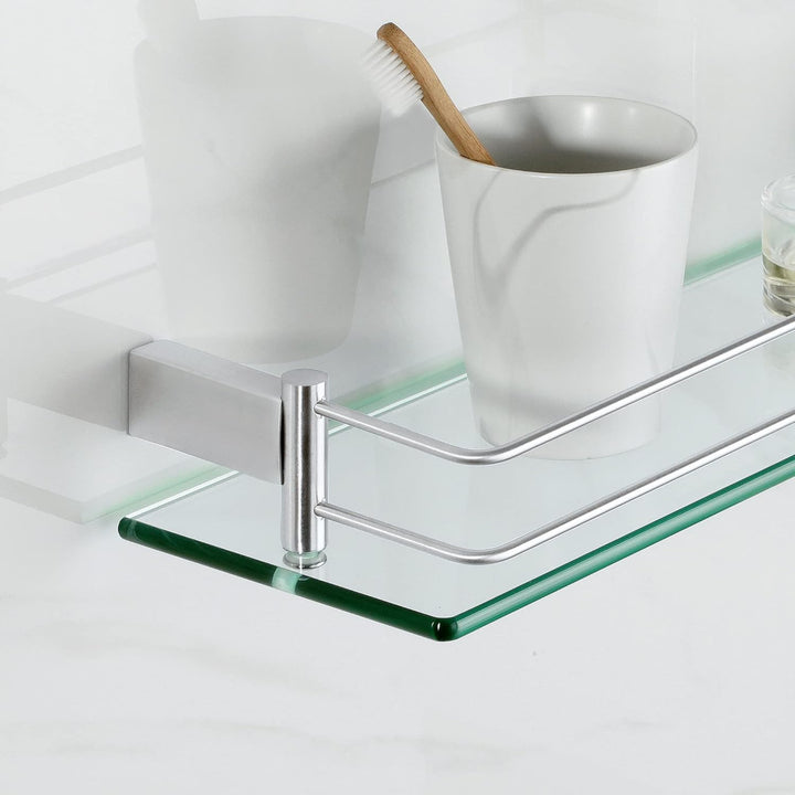 SAYAYO Duschablage Glasregal Edelstahl Duschregal Gebürstet Badezimmer Regal Duschkorb Shampoo Halte