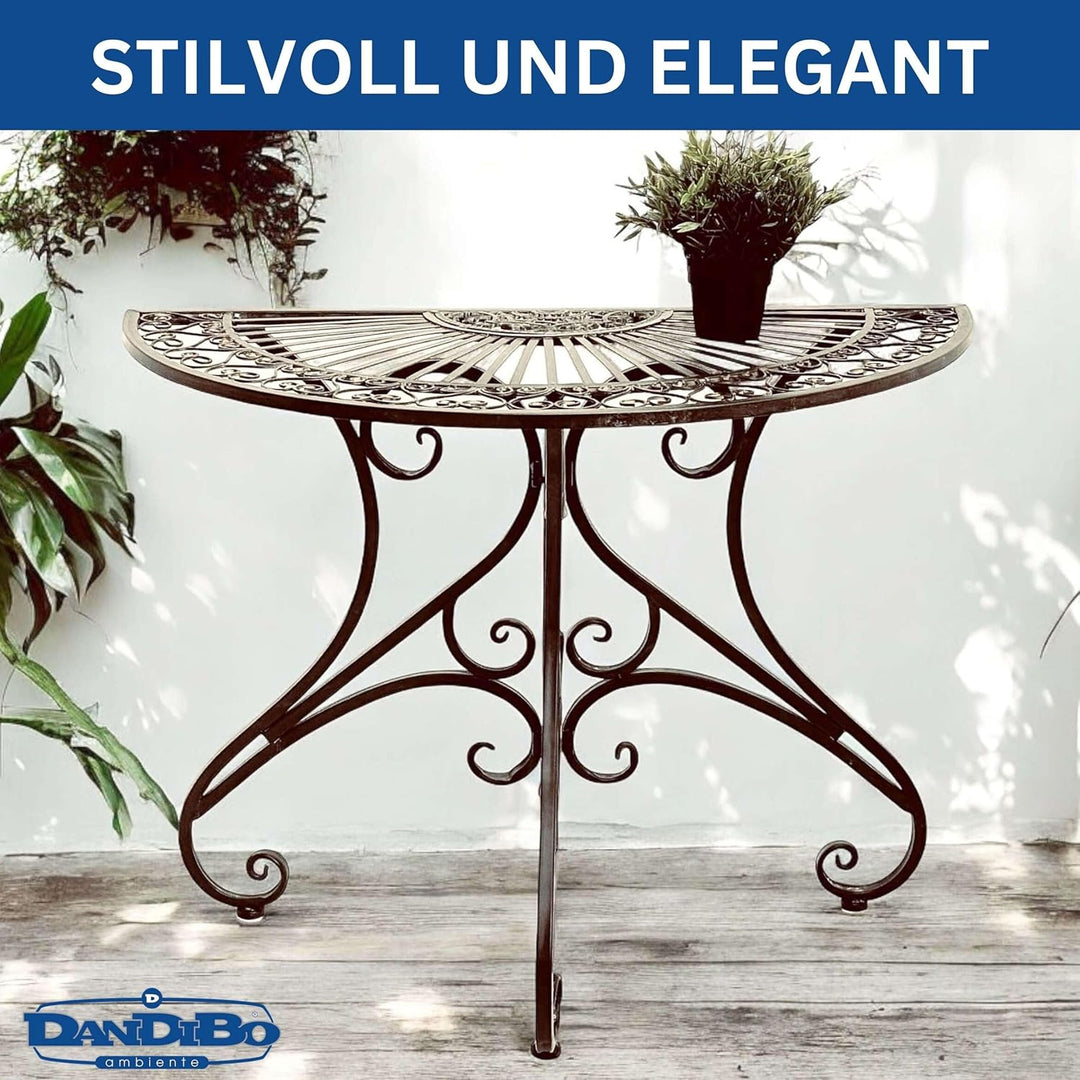 Denk Wandtisch Halbrund Tisch Metall Braun Beistelltisch Wand 90 cm Vigo 19511 Wandkonsole
