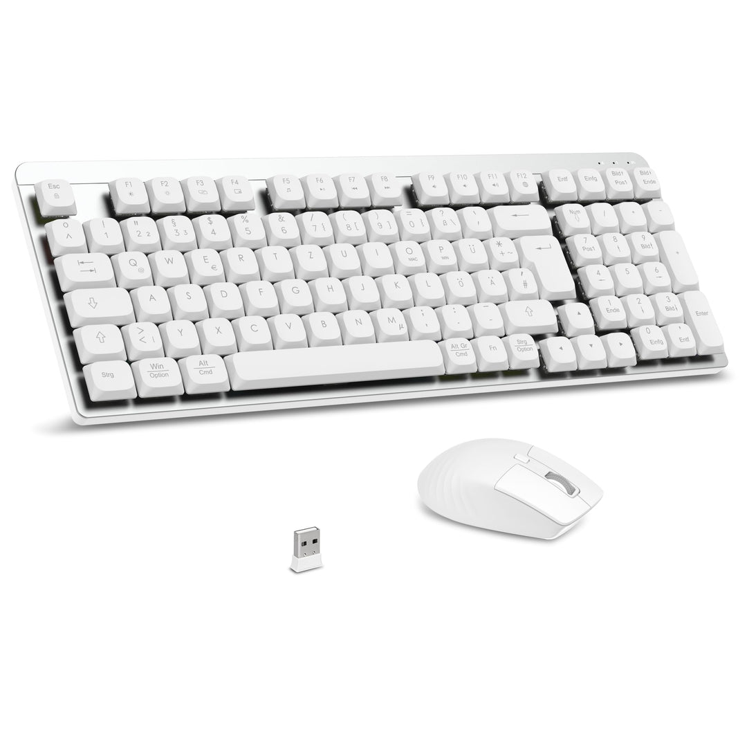 LeadsaiL FA98 Mechanische Tastatur und Maus set Kabellos, QWERTZ Layout Funktastatur mit Maus, Low-P