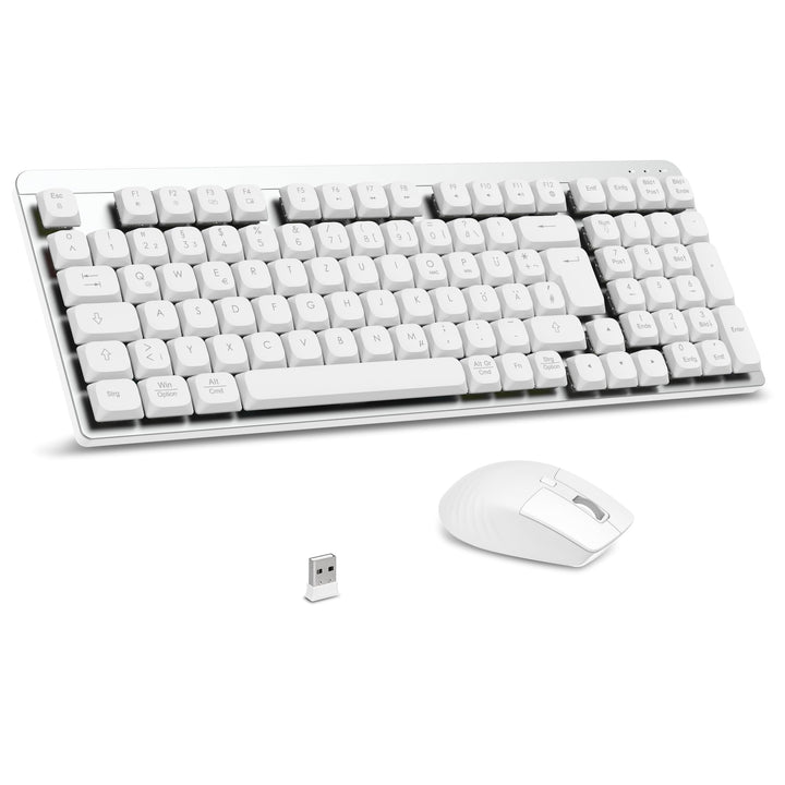LeadsaiL FA98 Mechanische Tastatur und Maus set Kabellos, QWERTZ Layout Funktastatur mit Maus, Low-P