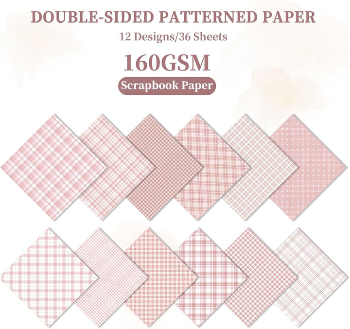 36 Blat Scrapbook Papier 30x30 cm Scrapbook Bastelpapier mit Muster, Doppelseitiges Motivpapier Bunt