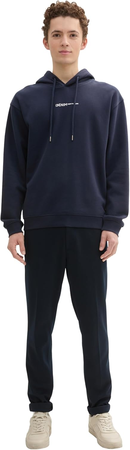TOM TAILOR Denim Herren Hoodie Sweatshirt mit Logo-Print S 15148 - Sky Captain Blue, S 15148 - Sky C