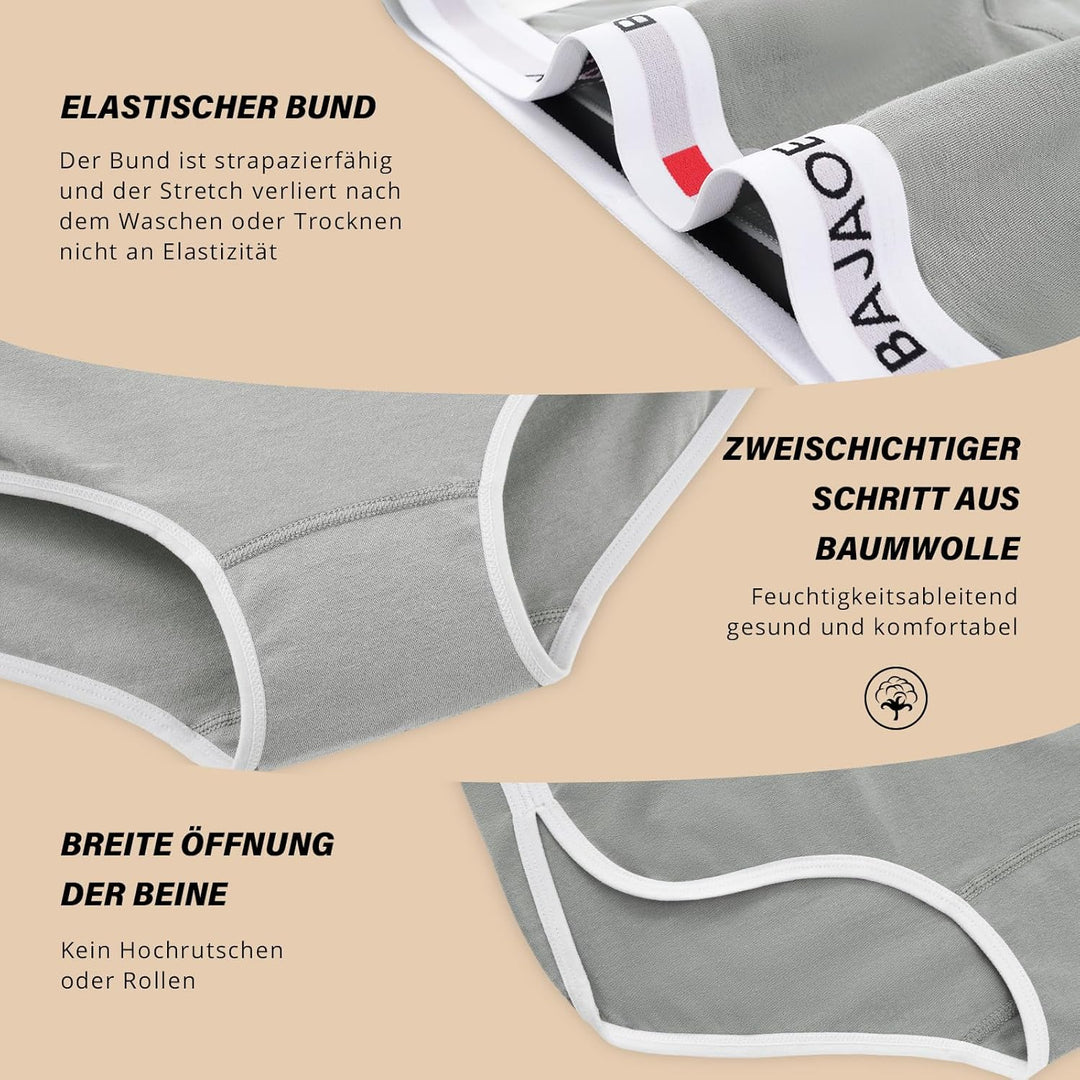 PHOLEEY Slip Unterhosen Damen Unterwäsche Feuchtigkeitsableitende Baumwolle Atmungsaktives Bikini Hö