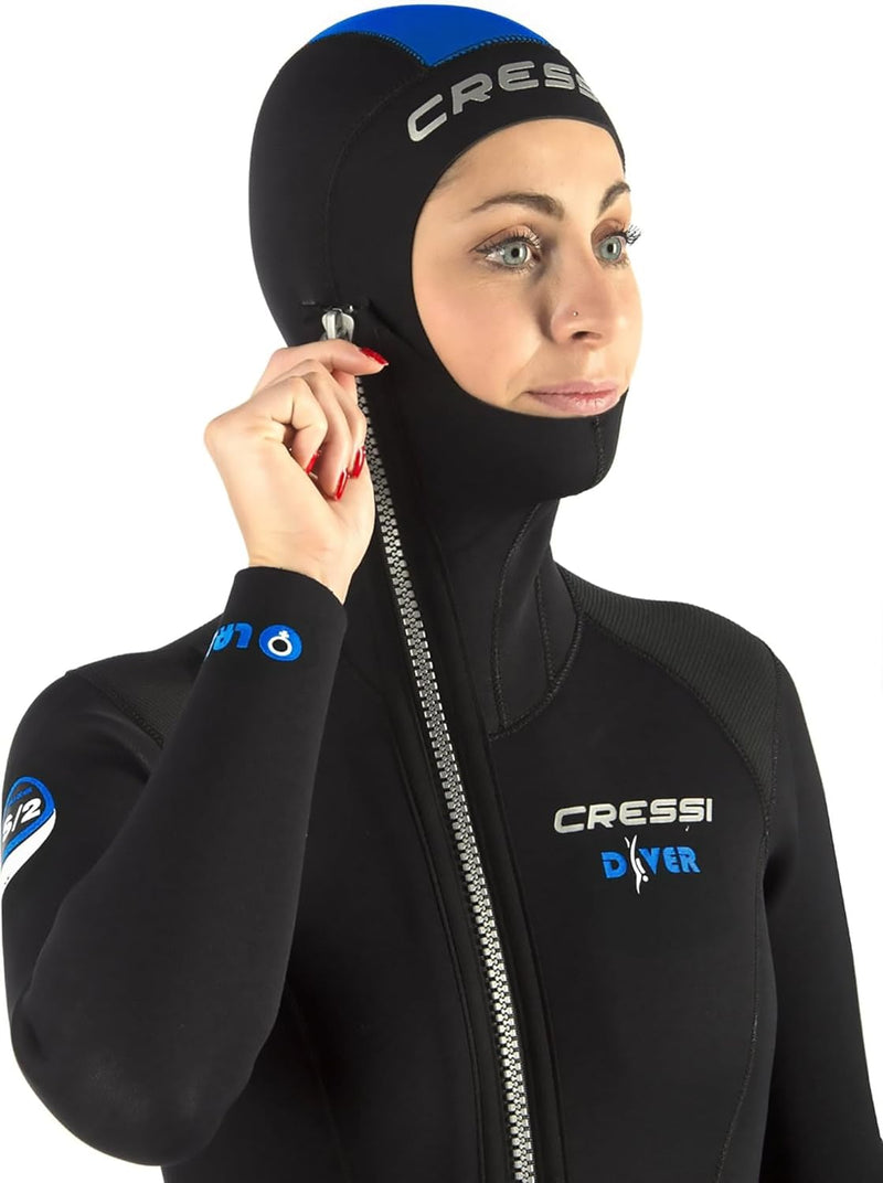 Cressi Diver Lady Monopiece Wetsuit - Premium Neoprenanzug für Damen mit Fester Kapuze - erhältlich