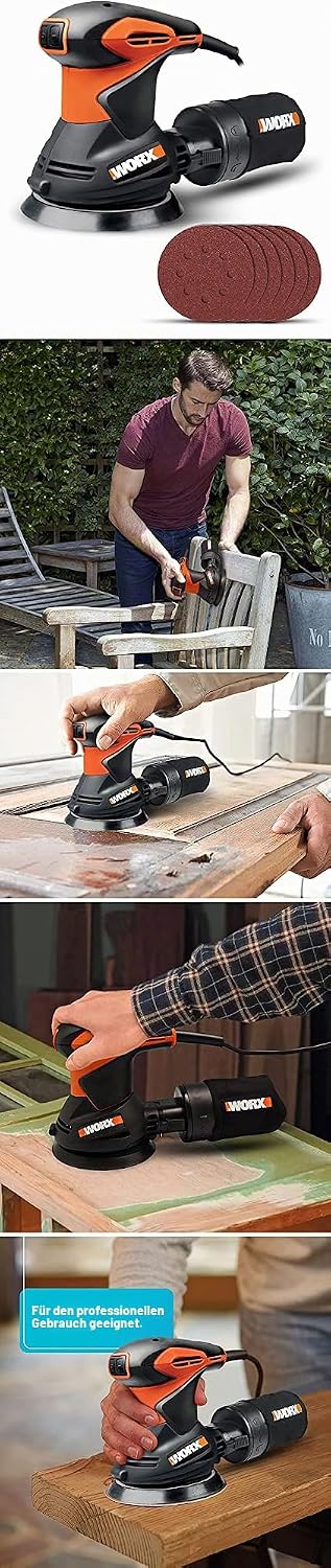 WORX WX652.1 Roto-Schwingschleifer 300W - Schleifdurchmesser 125 mm - Schleifen auf Vielzahl von Mat